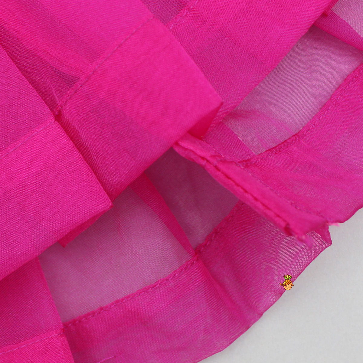 Pre Order: Pink Top And Orange Floral Print Ghagra