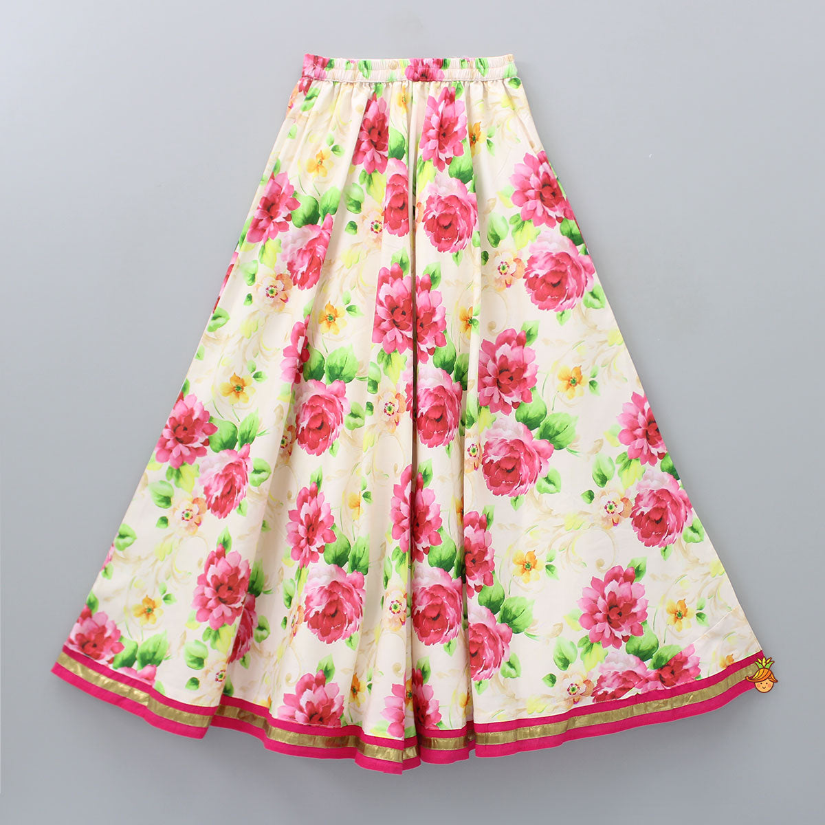 Pink Top With Floral Printed Skirt And Dupatta