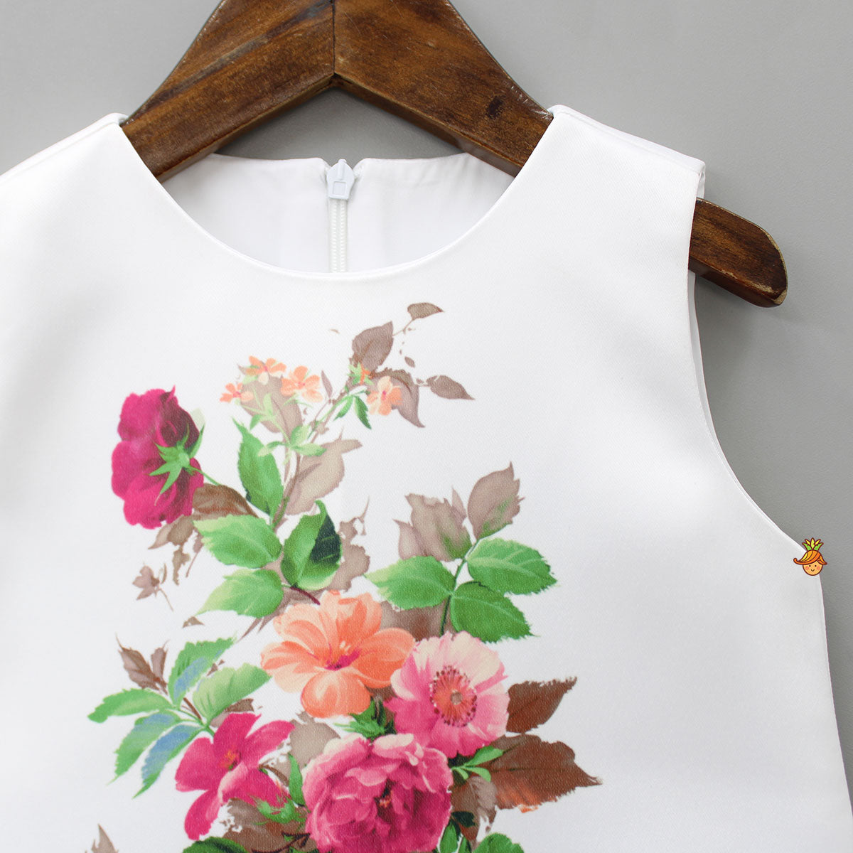 White Multicoloured Floral Print Dress