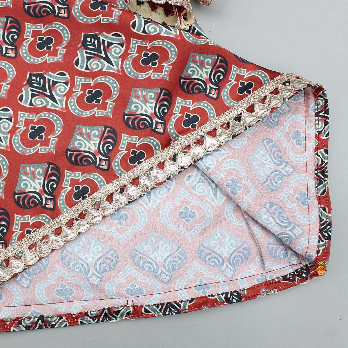 Pre Order: Printed Kurti With Adjustable Neck And Dhoti