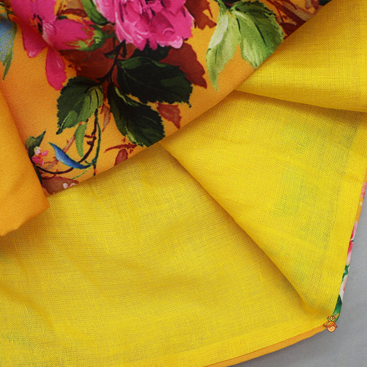 Pre Order: Floral Printed Angarkha Kurti With Dhoti And Mukut