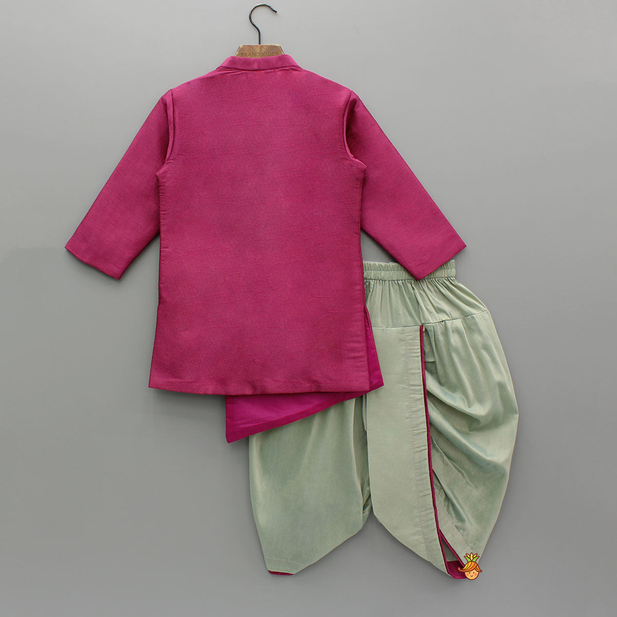 Pre Order: Magenta Asymmetric Kurta With Dhoti