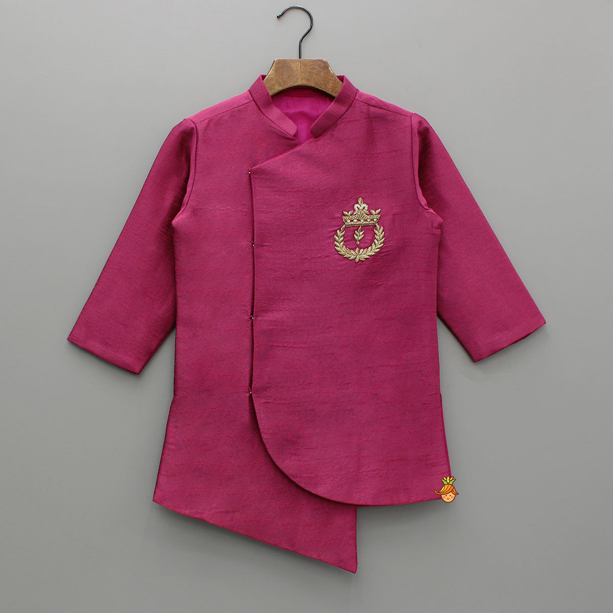 Pre Order: Magenta Asymmetric Kurta With Dhoti