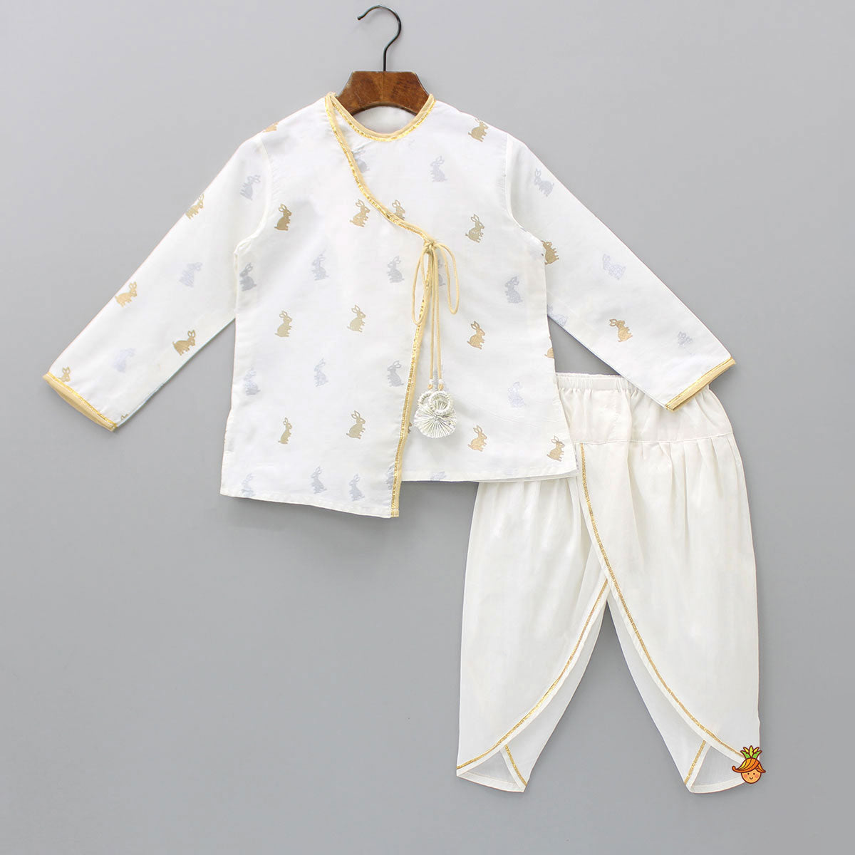 Pre Order: Bunny Print Short Kurta And Dhoti