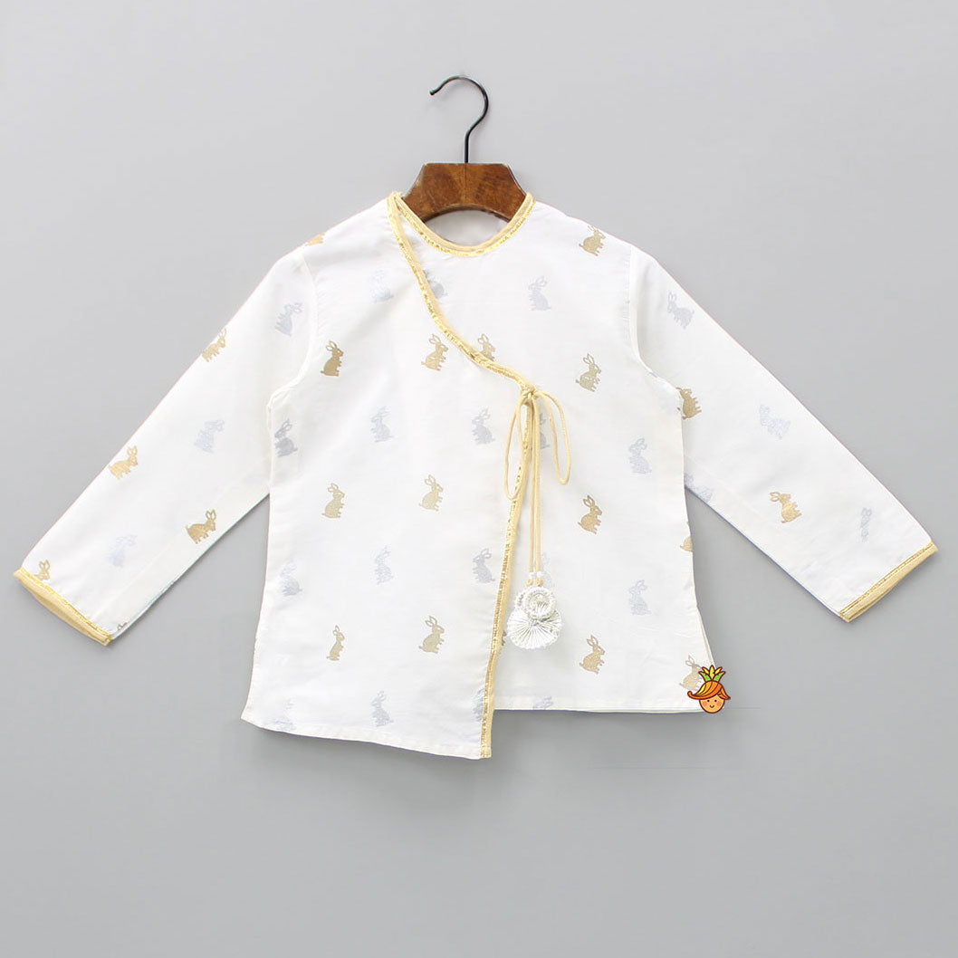 Pre Order: Bunny Print Short Kurta And Dhoti