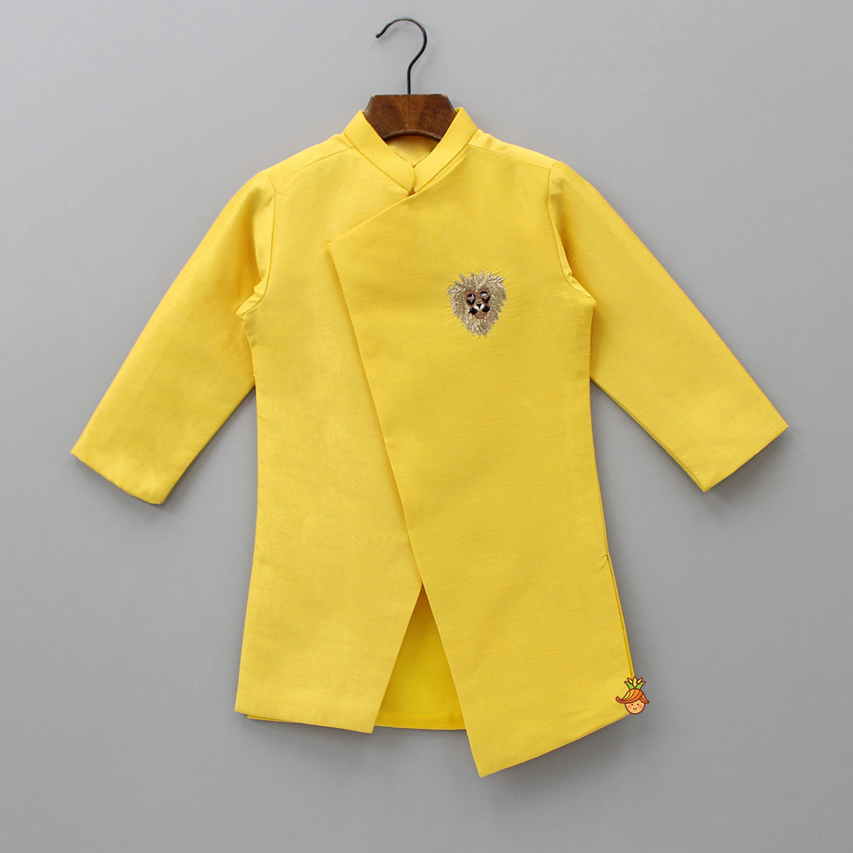 Pre Order: Lion King Embroidered Asymmetric Kurta With Dhoti