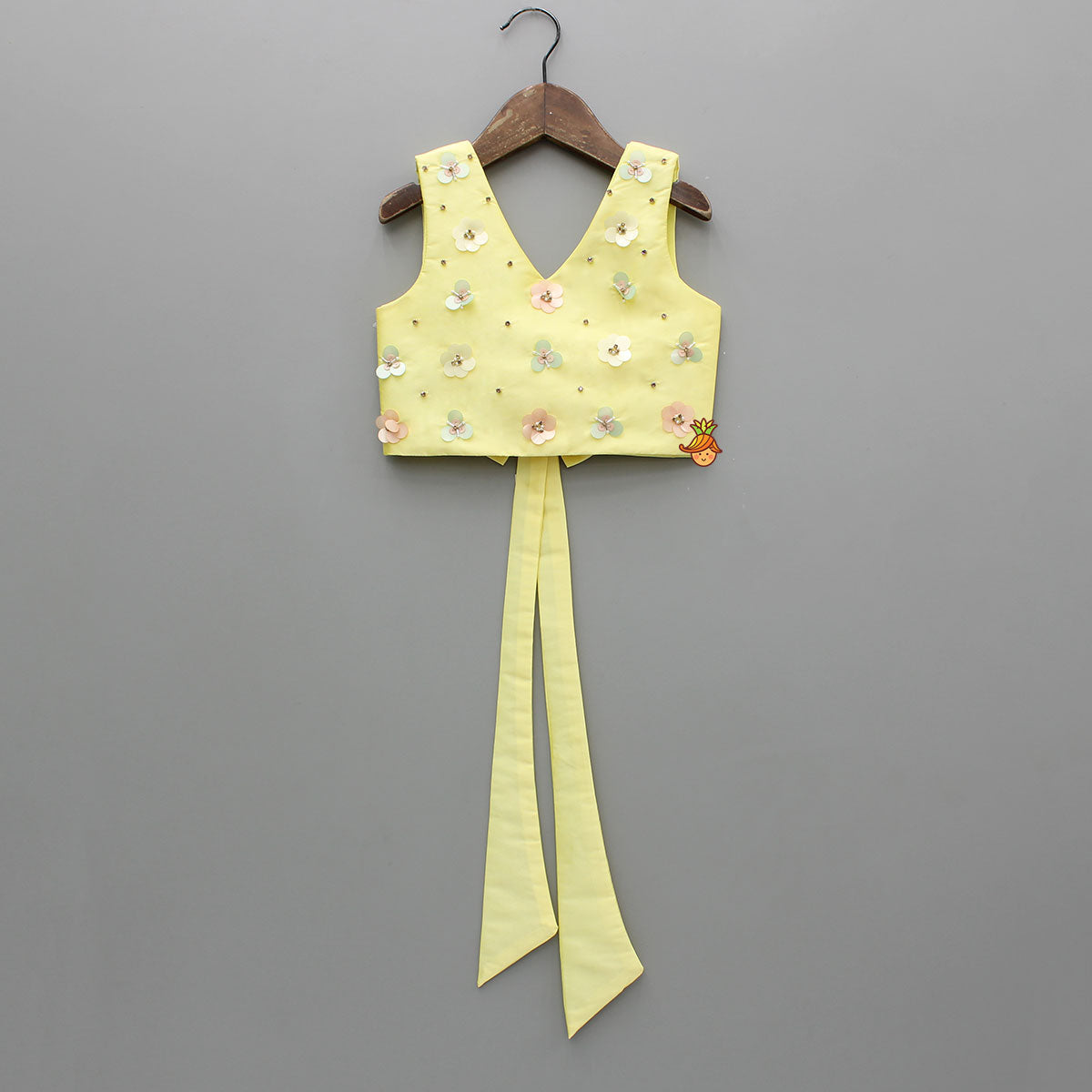 Pre Order: Floral Sequin And Bead Work Top With Lehenga