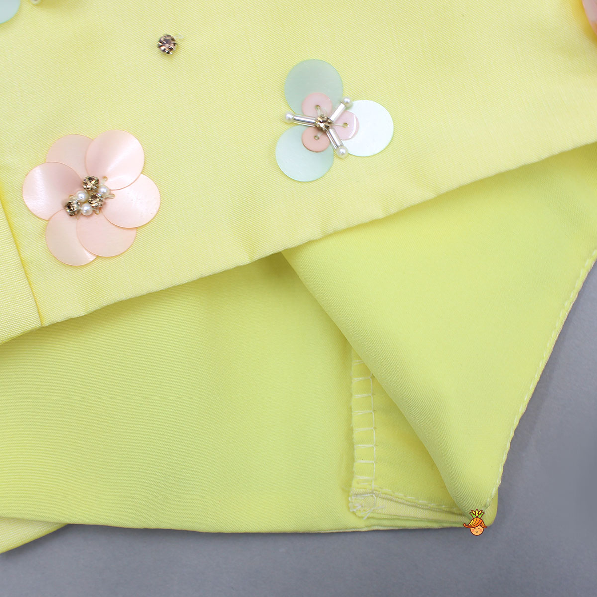 Pre Order: Floral Sequin And Bead Work Top With Lehenga