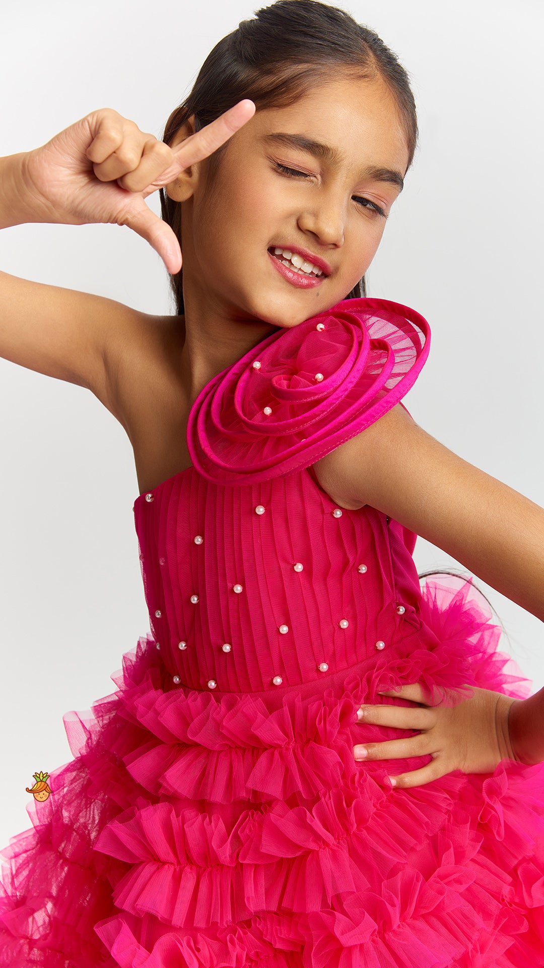 Swirl One Shoulder Frilled Dress