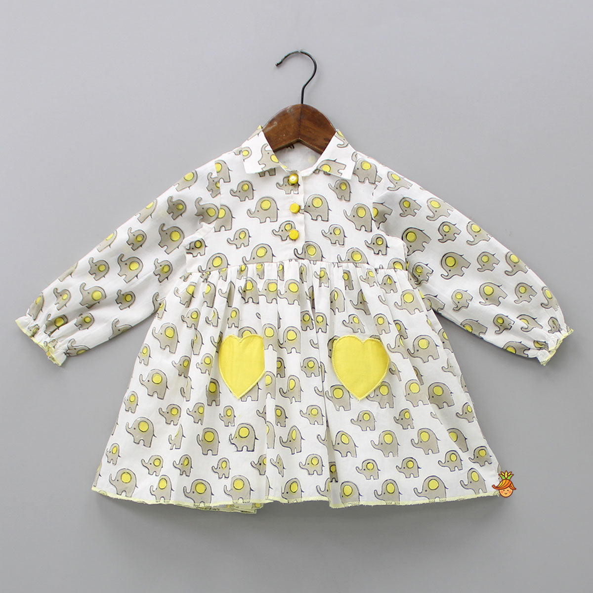 Pre Order: Elephant Print Dress With Heart Shaped Pocket