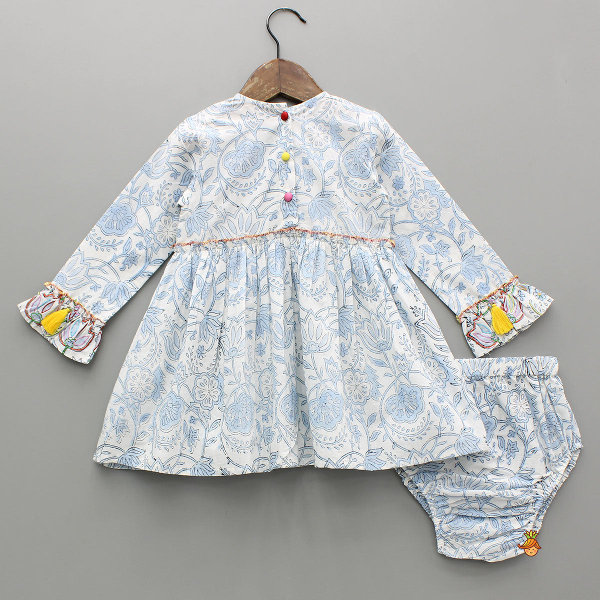 Pre Order: Floral Printed Dress With Bloomer And Headband