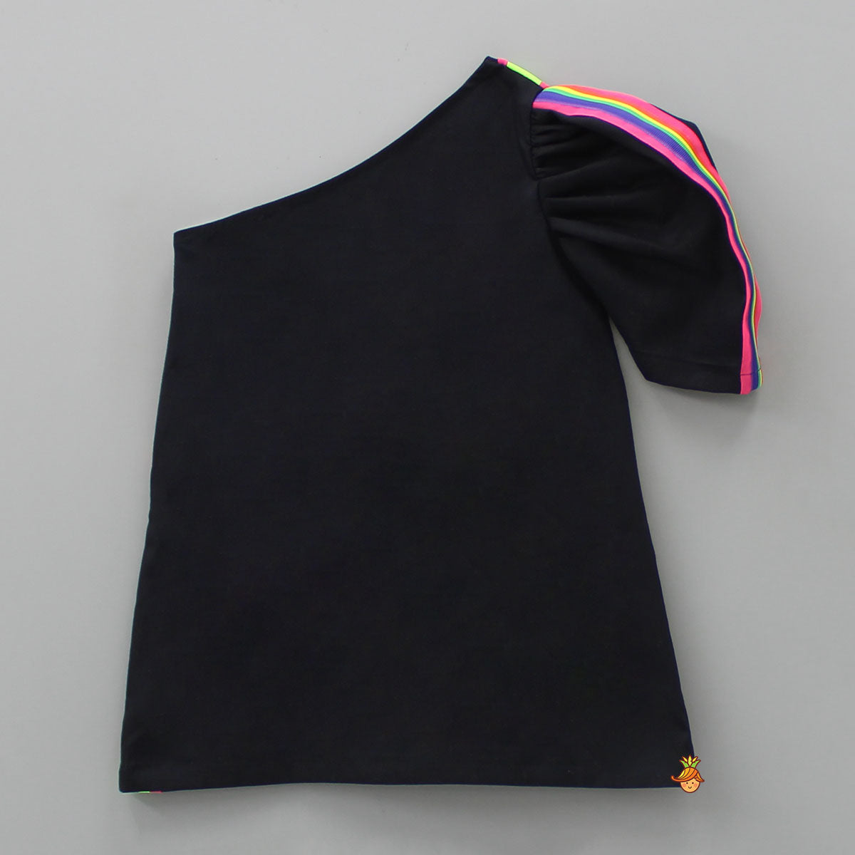 Pre Order: Multicolour Stripe One Shoulder Dress With Hairband