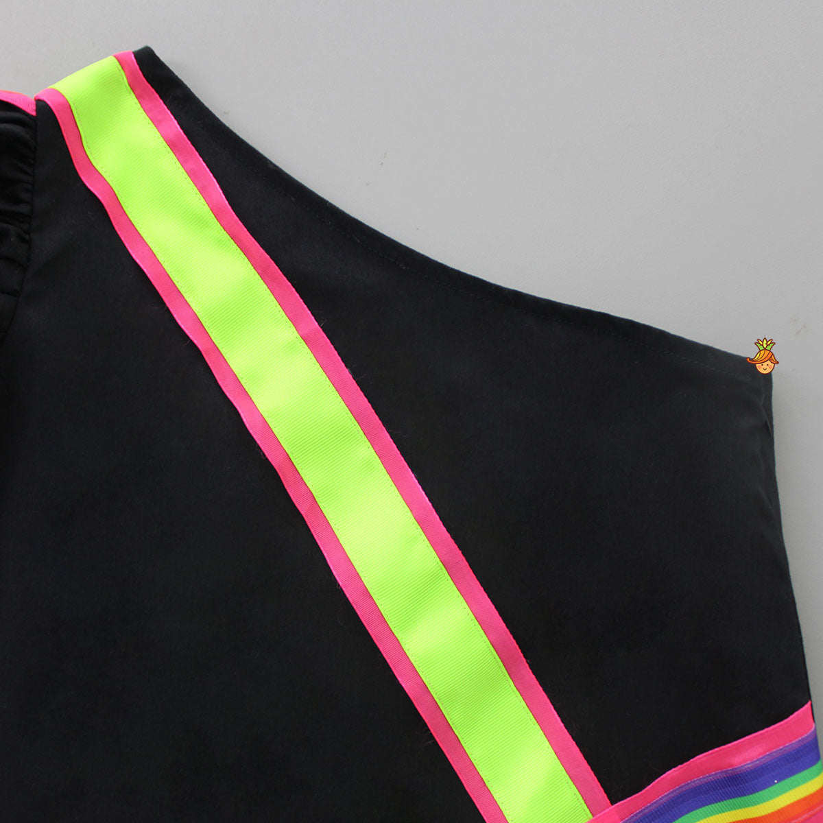 Pre Order: Multicolour Stripe One Shoulder Dress With Hairband