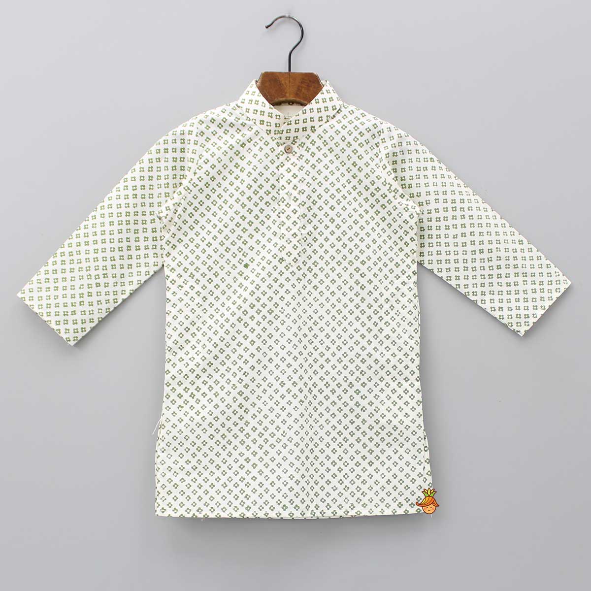 Green Tiny Flower Print Kurta And Pyjama
