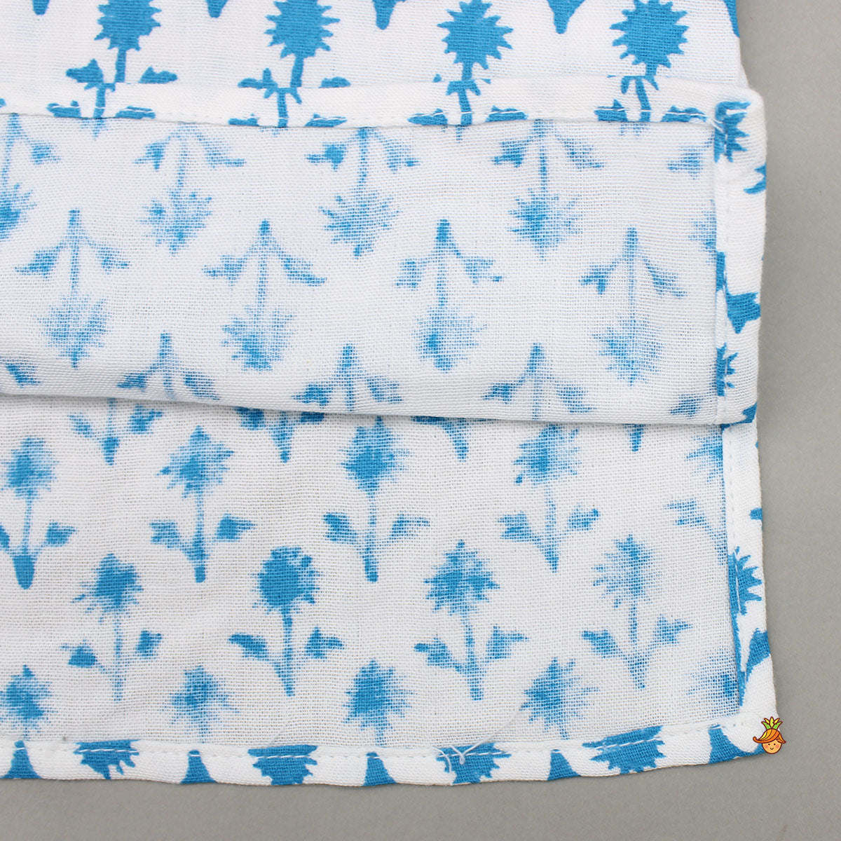 Light Blue Floral Printed Kurta And Pyjama