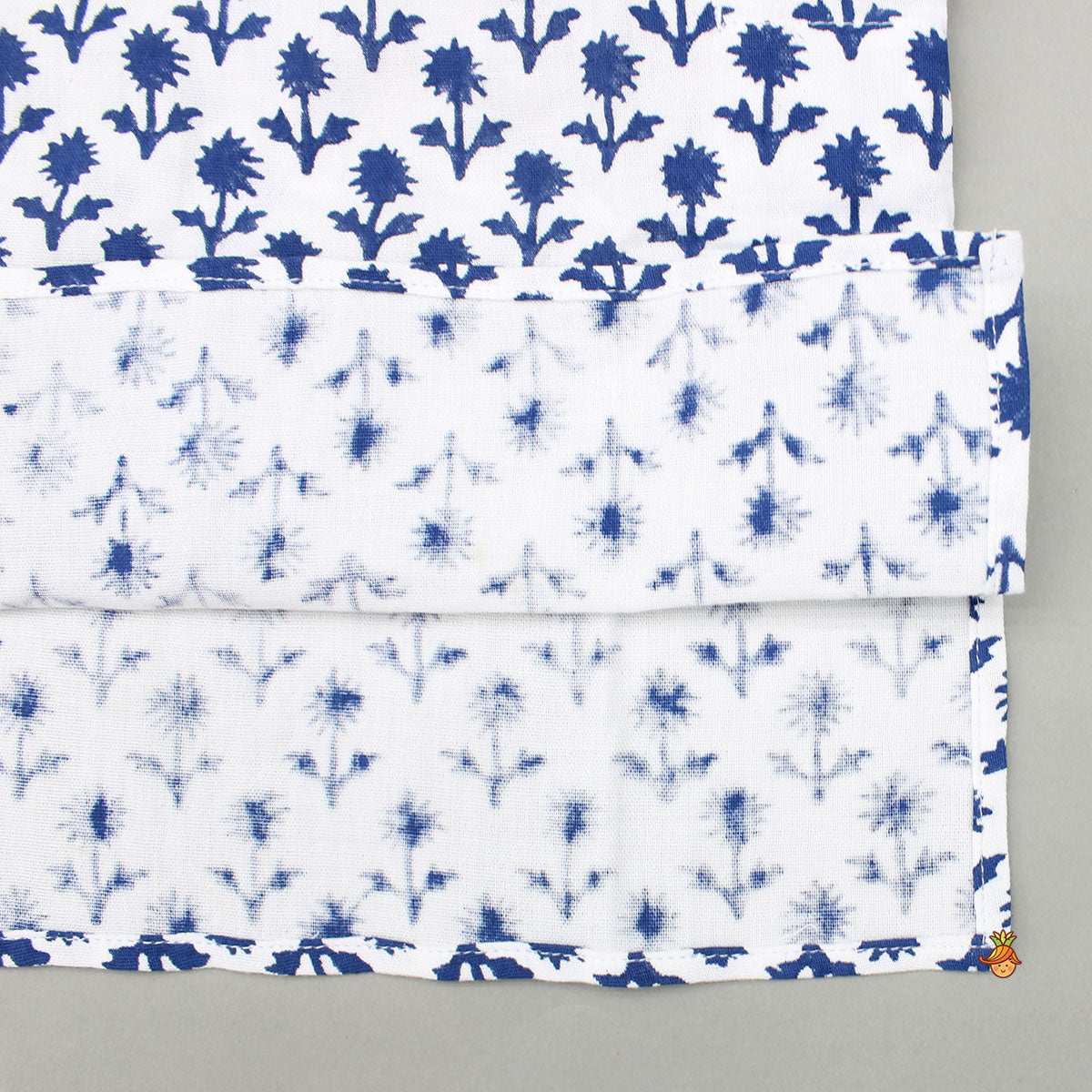 Blue Floral Printed Kurta And Pyjama