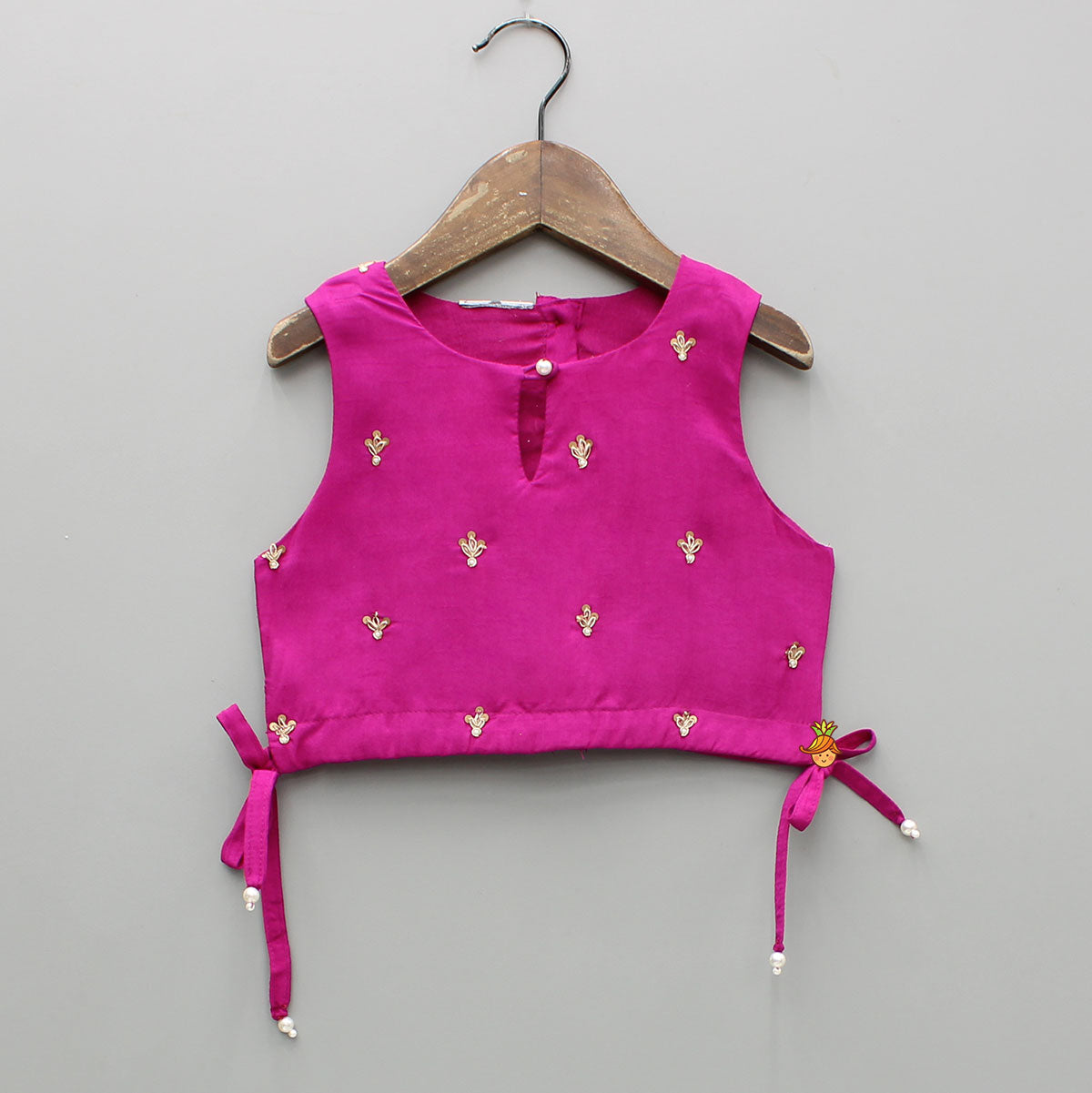 Pre Order: Sequin Work Top And Shibori Printed Lehenga