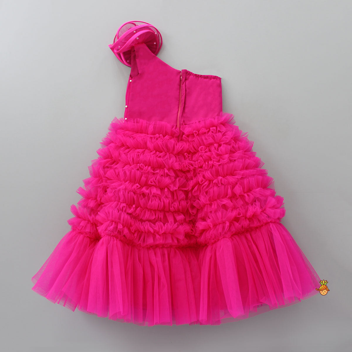Swirly One Shoulder Frilled Gown
