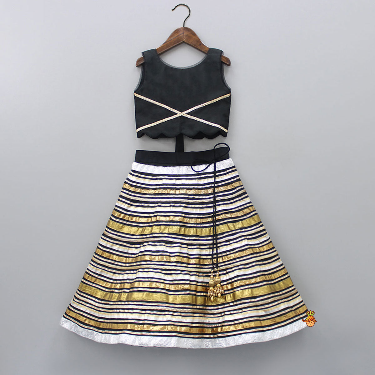 Pre Order: Black Top With Gorgeous Lace Work Lehenga