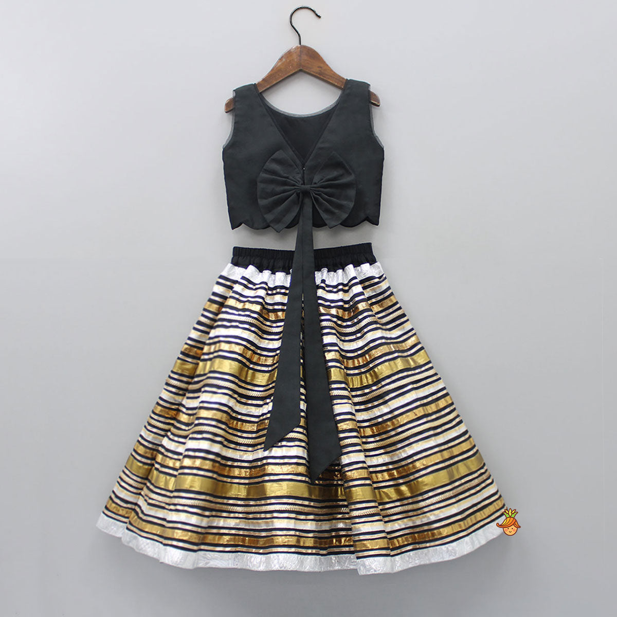 Pre Order: Black Top With Gorgeous Lace Work Lehenga