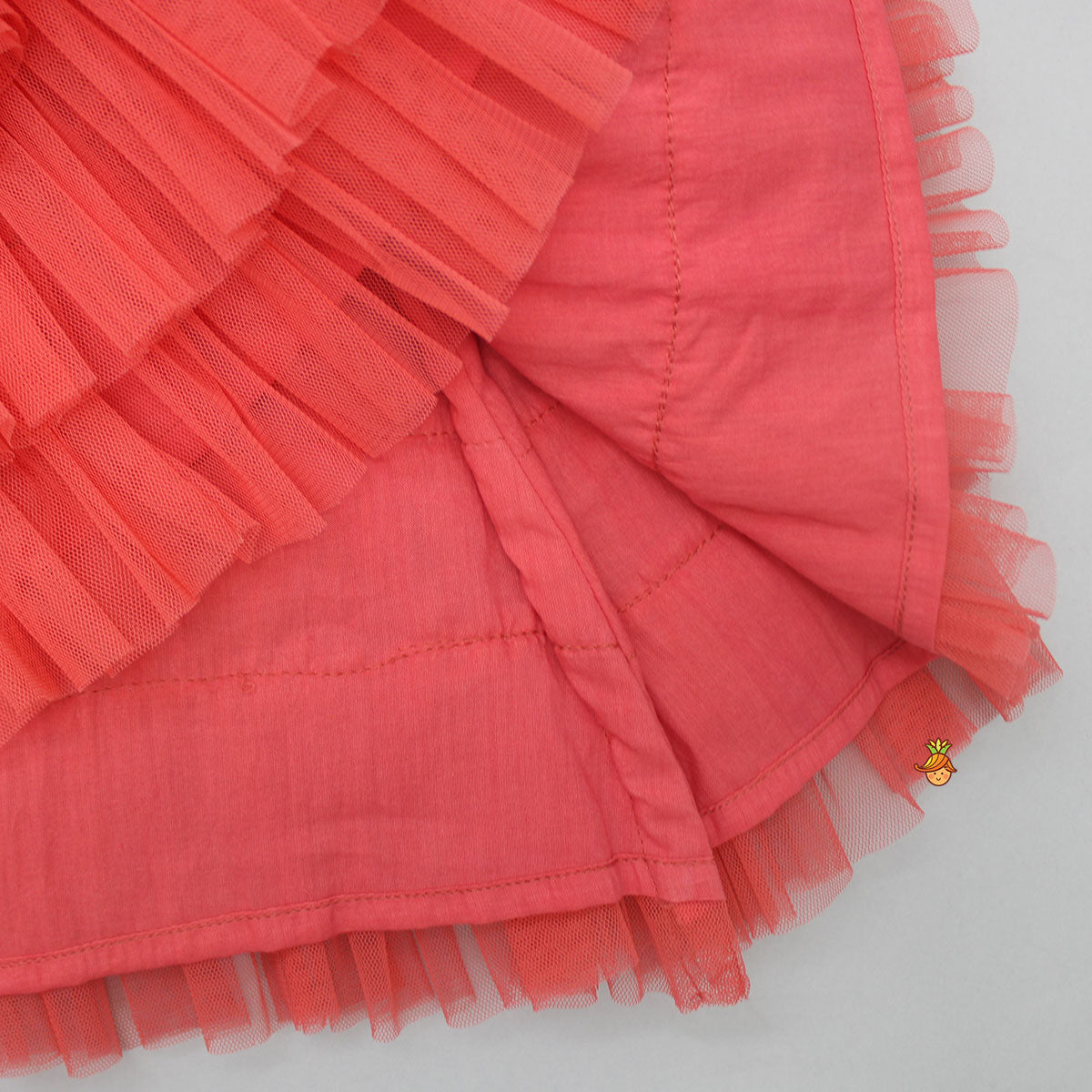 Pre Order: Peachish Pink Backless Net Ruffle Dress
