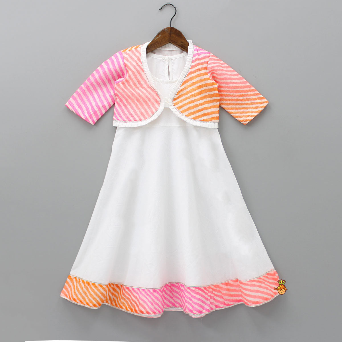 Pre Order: Cotton Kurti With Stripe Leheriya Jacket