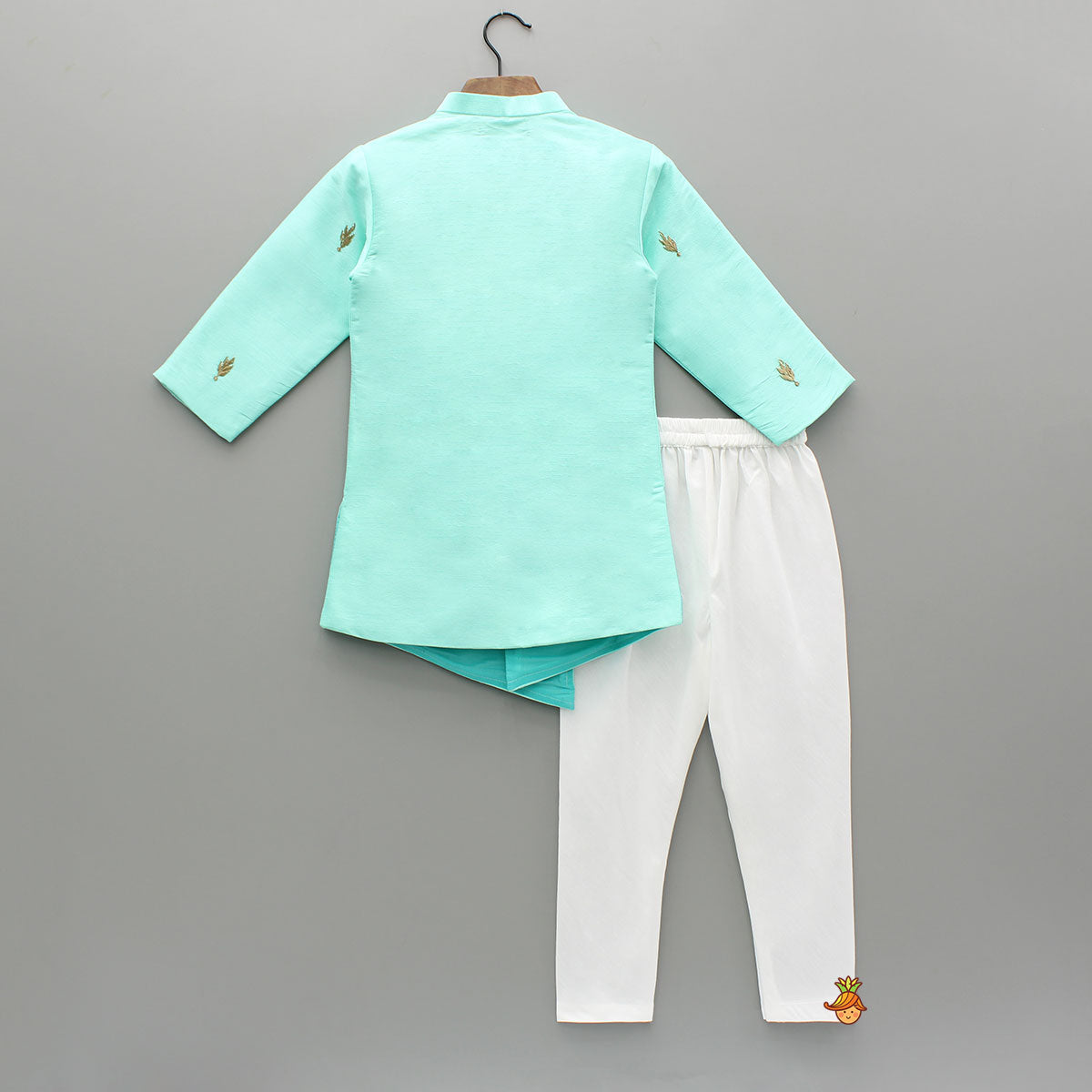 Pre Order: Asymmetric And Embroidered Kurta With Churidar