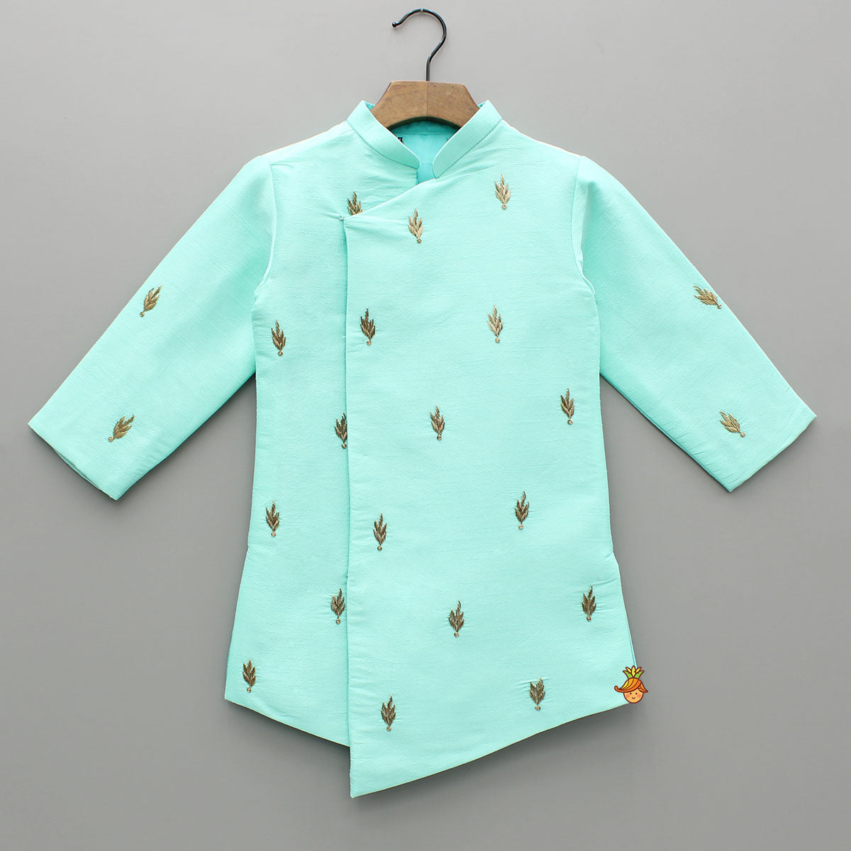 Pre Order: Asymmetric And Embroidered Kurta With Churidar