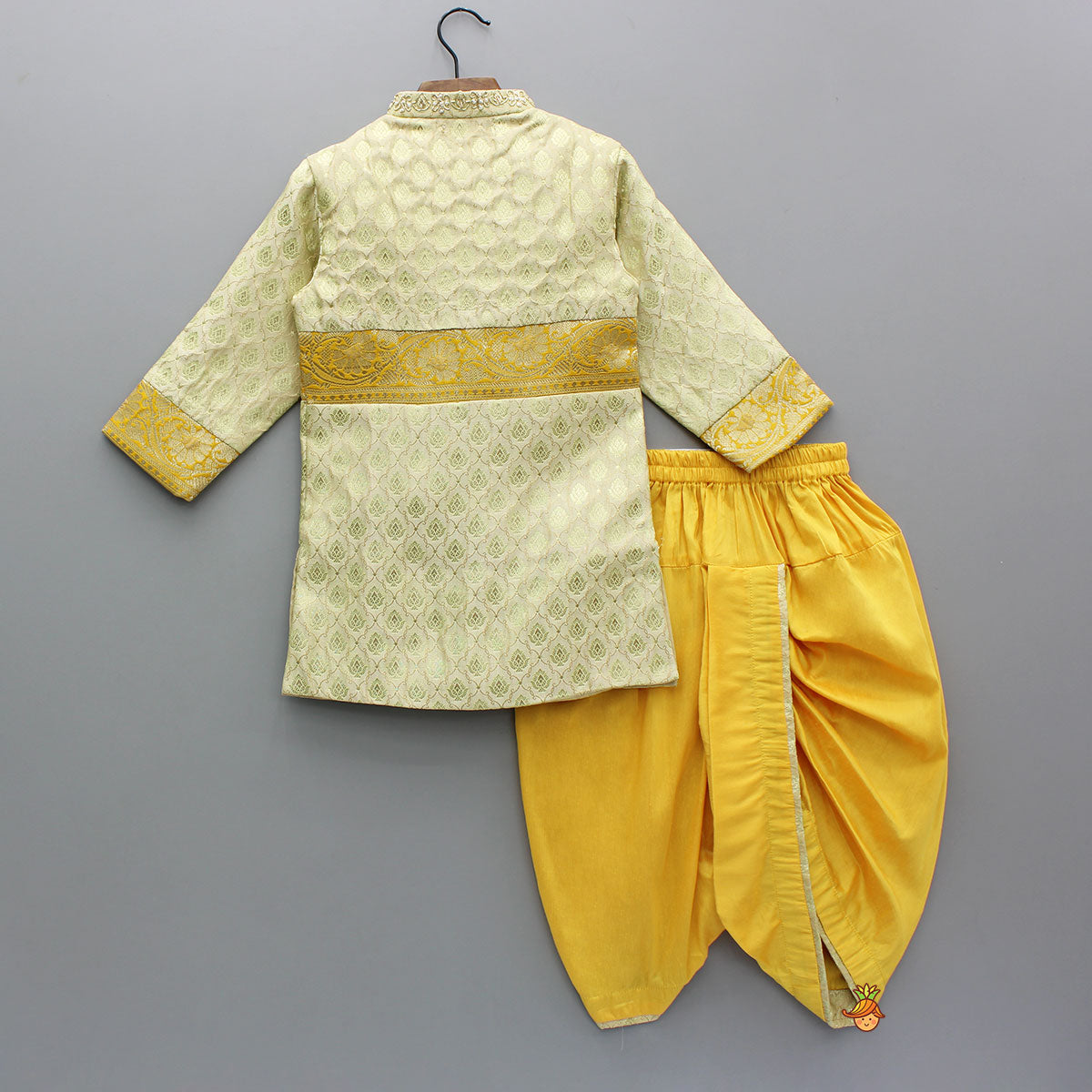 Pre Order: Brocade Embroidered Sherwani Style Kurta And Dhoti With Shawl