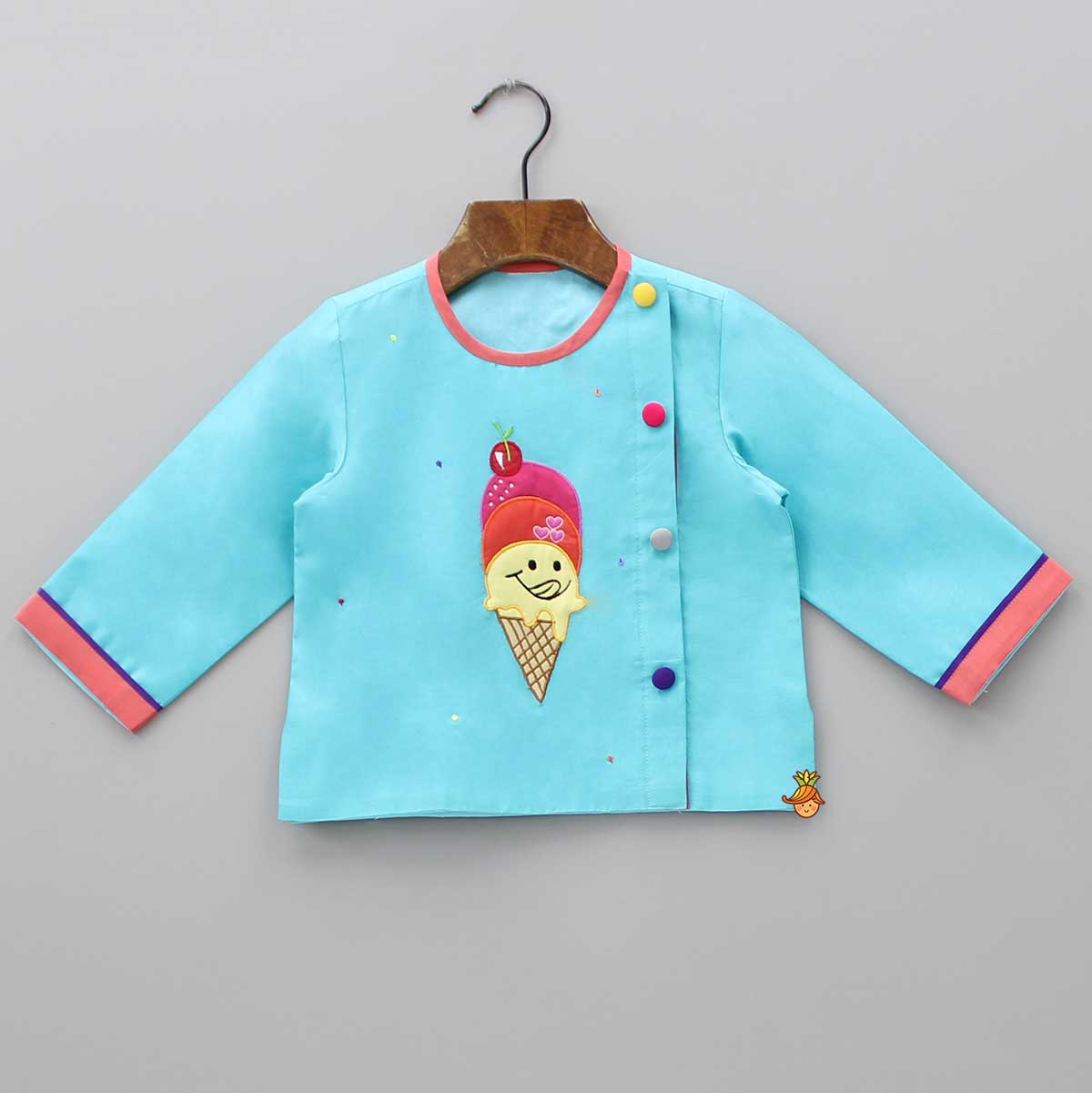 Pre Order: Cute Ice Cream Patch Work Top And Dhoti