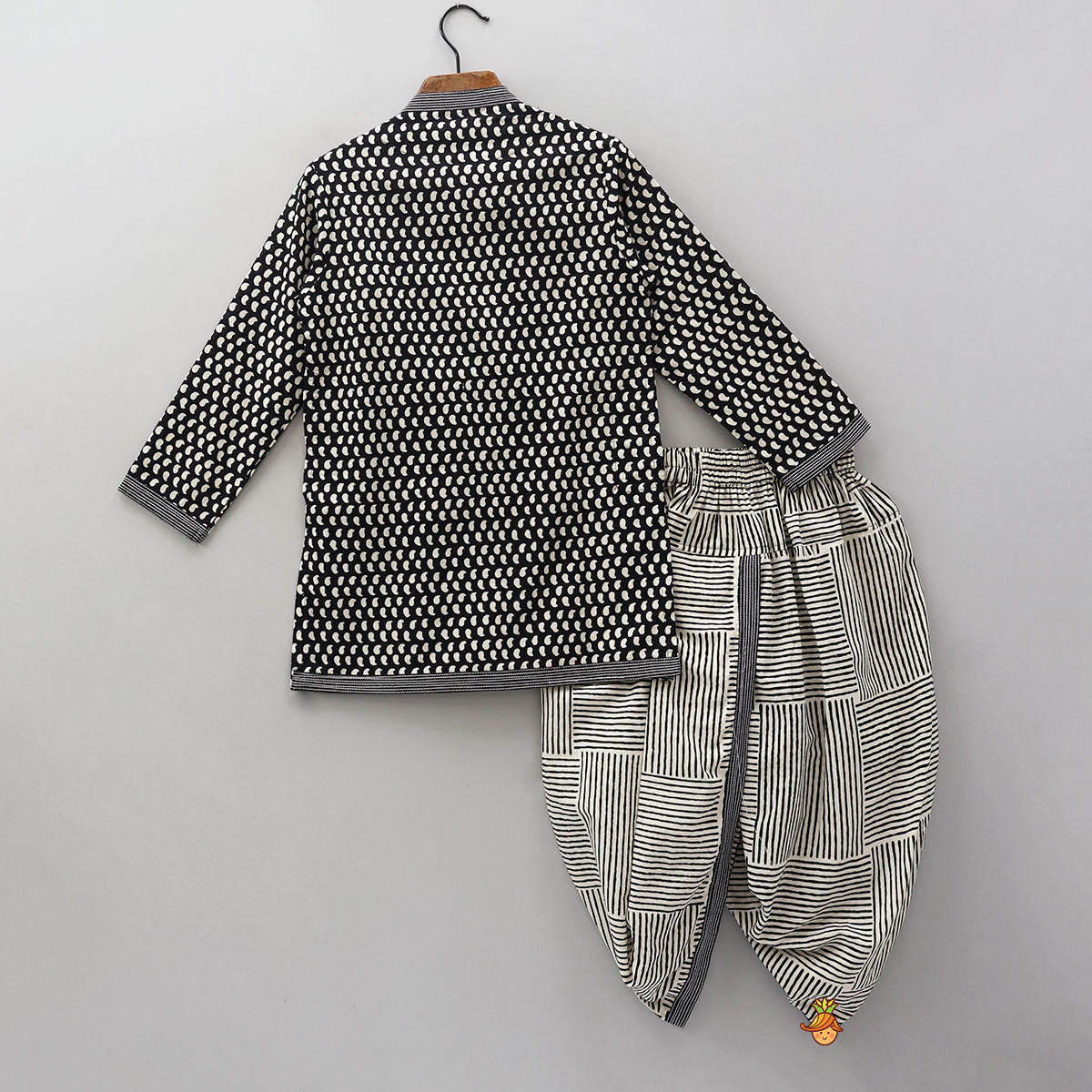 Pre Order: Paisley Printed Angrakha Style Kurta With Dhoti