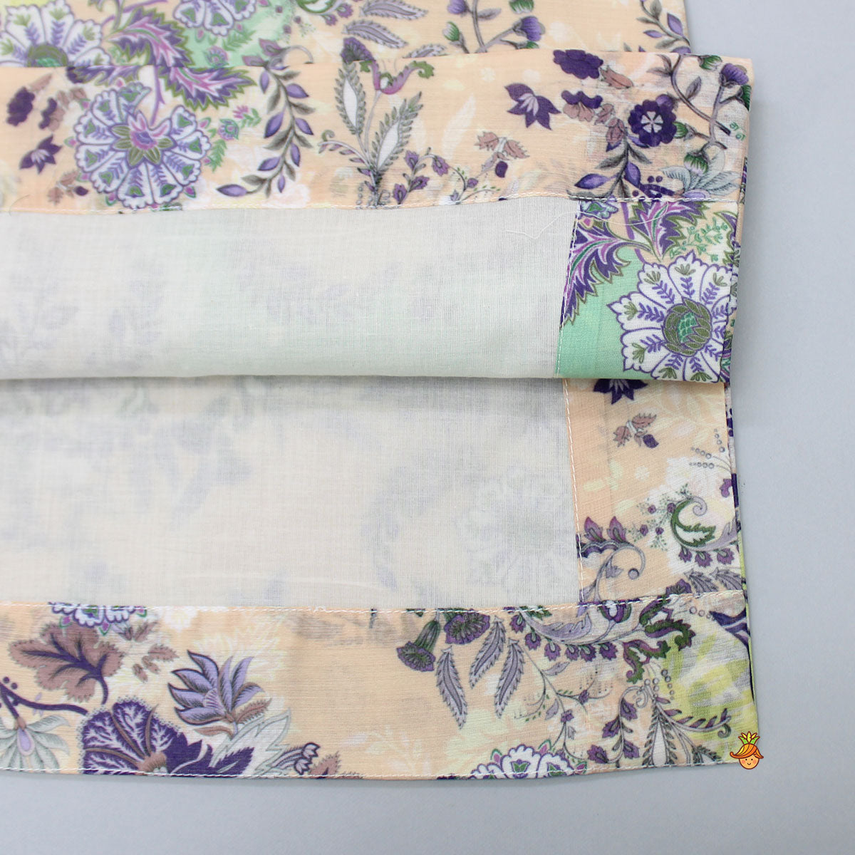 Pre Order: Floral Printed Peach Kurta And Churidar