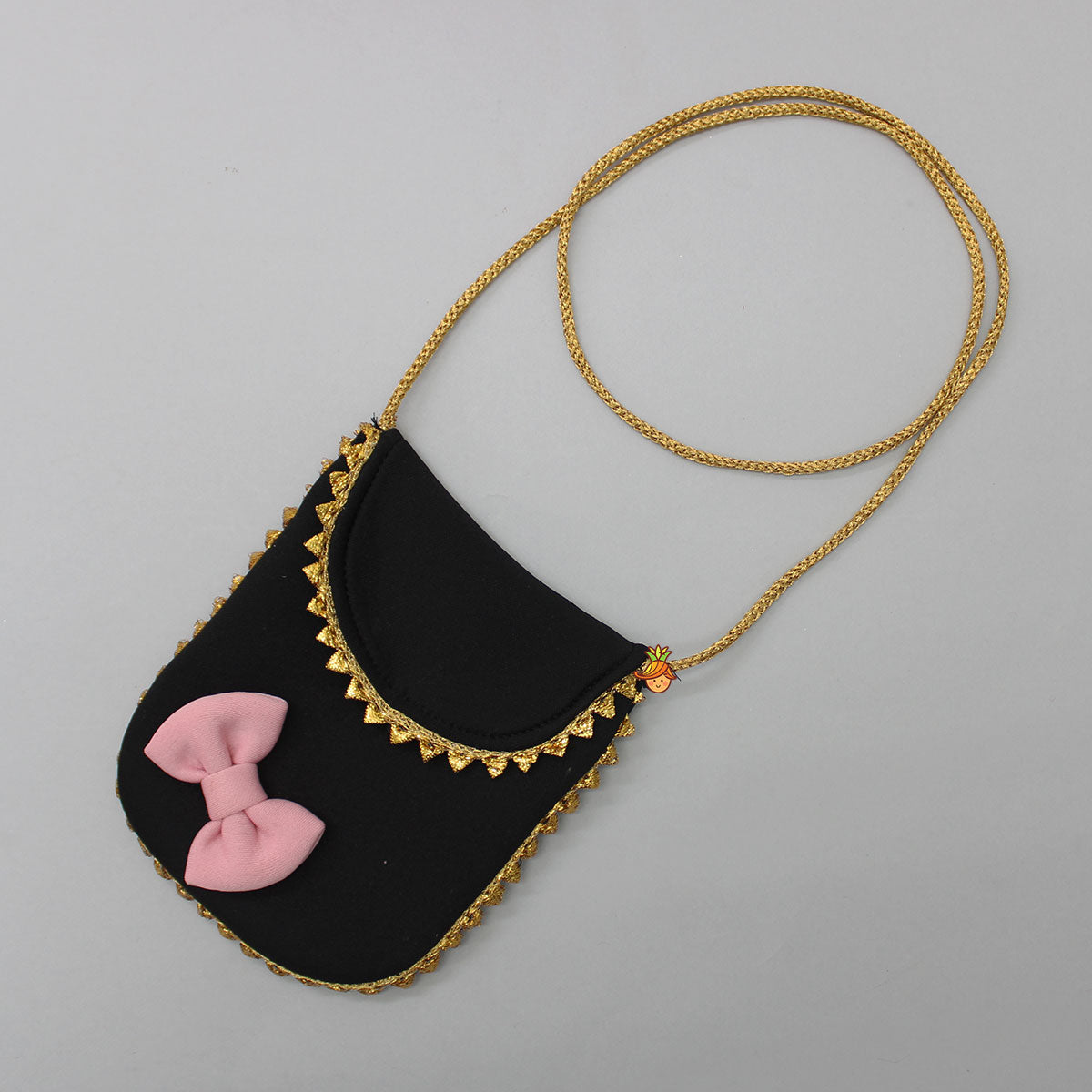 Pre Order: Flower Embellished Black Dress With Sling Bag