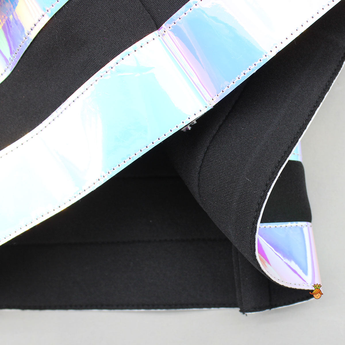 Pre Order: Black Holographic Ruffle Dress With Bow Hair band