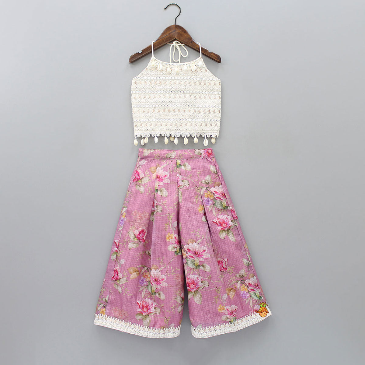 Exquisite Abhla Work Top And Pink Palazzo