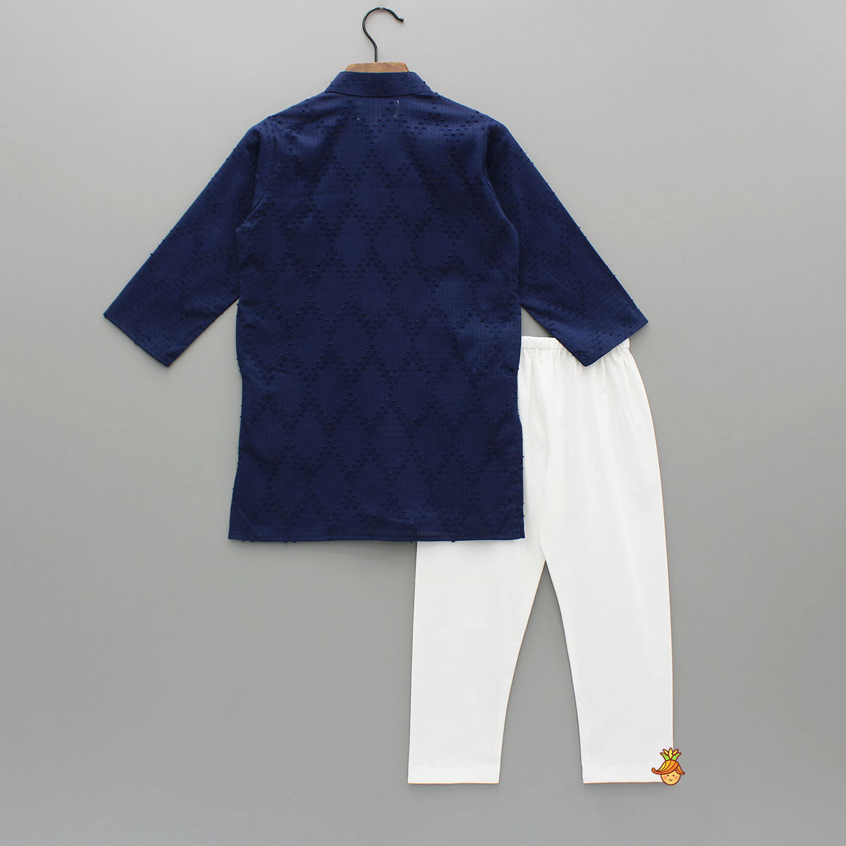 Faux Mirror Work Textured Kurta And Pyjama
