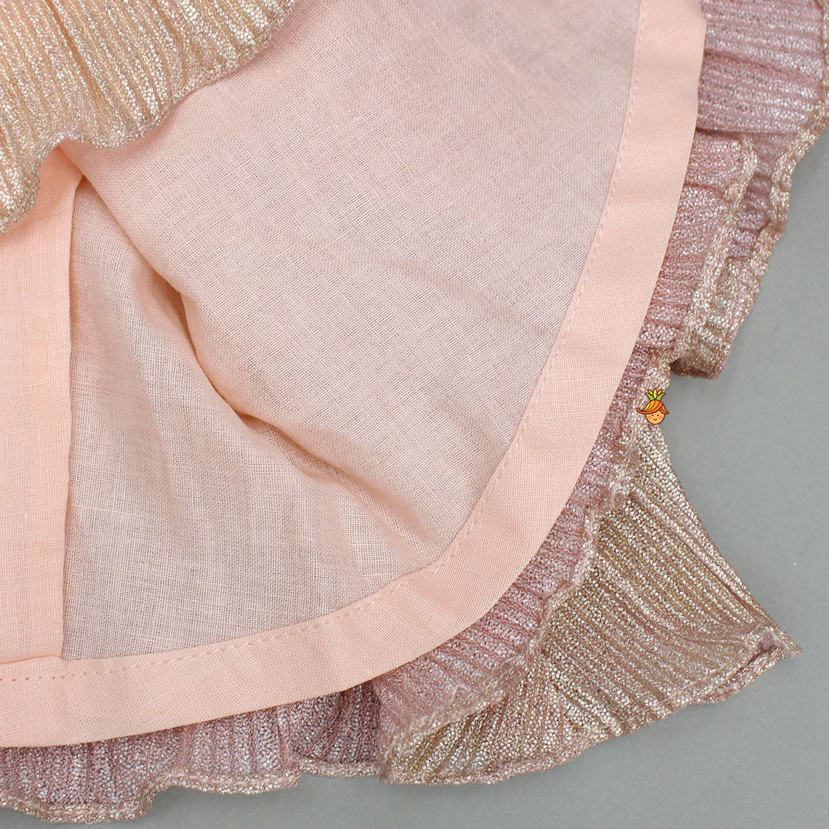 Shimmery And Ruffle Frilled Rose Flowers Adorned Dress
