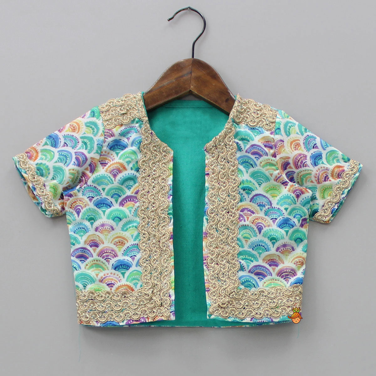 Pre Order: Zari Embroidered Stylish Crop Top And Colourful Lehenga With Sling Bag