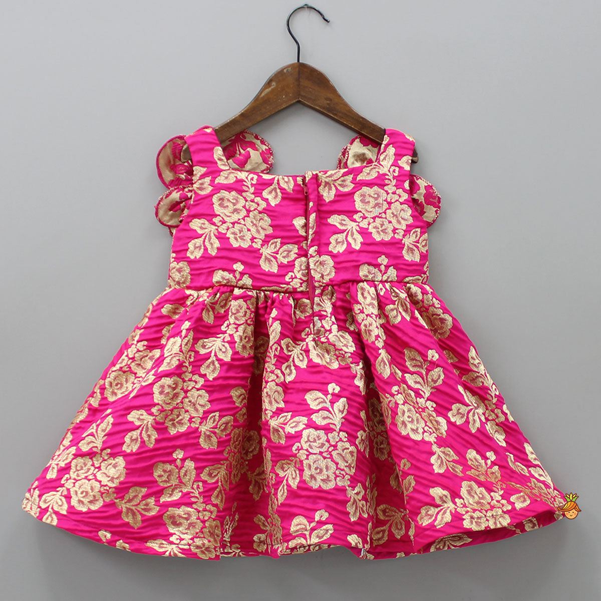 Floral Brocade Embroidered Pink Dress