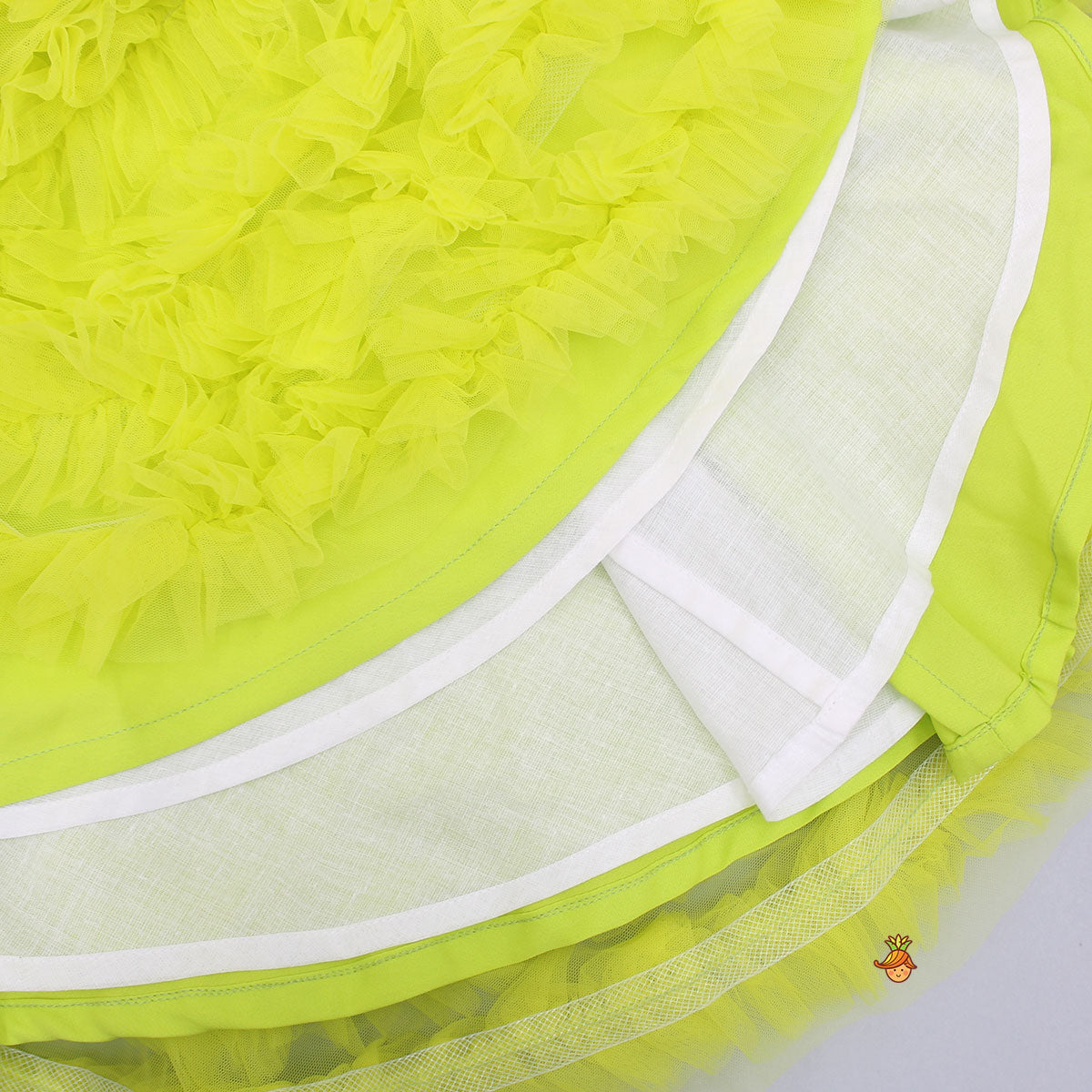 Swirl Frilled One Shoulder Lime Green Dress