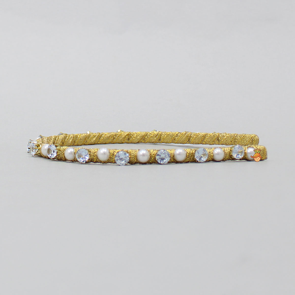 White Stones Adorned Pearly Hair Band