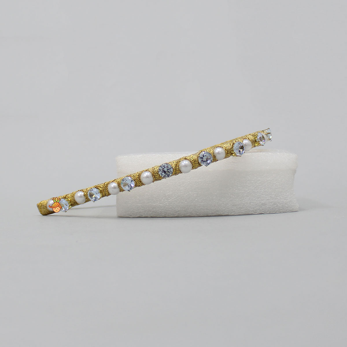 White Stones Adorned Pearly Hair Band