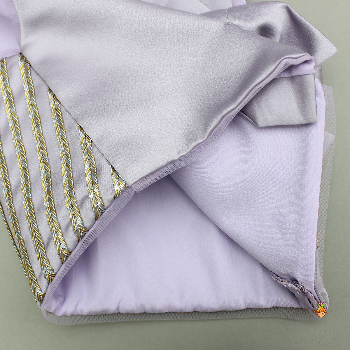 Pre Order: V Neck Sleeveless Lavender Top And Ruffle Frilly Lehenga