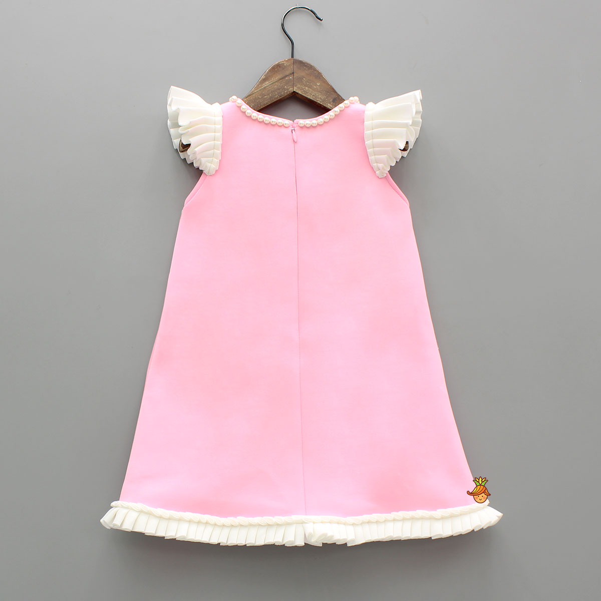 Pre Order: Cute Candy Embroidered Baby Pink Dress With Matching Hair Clip