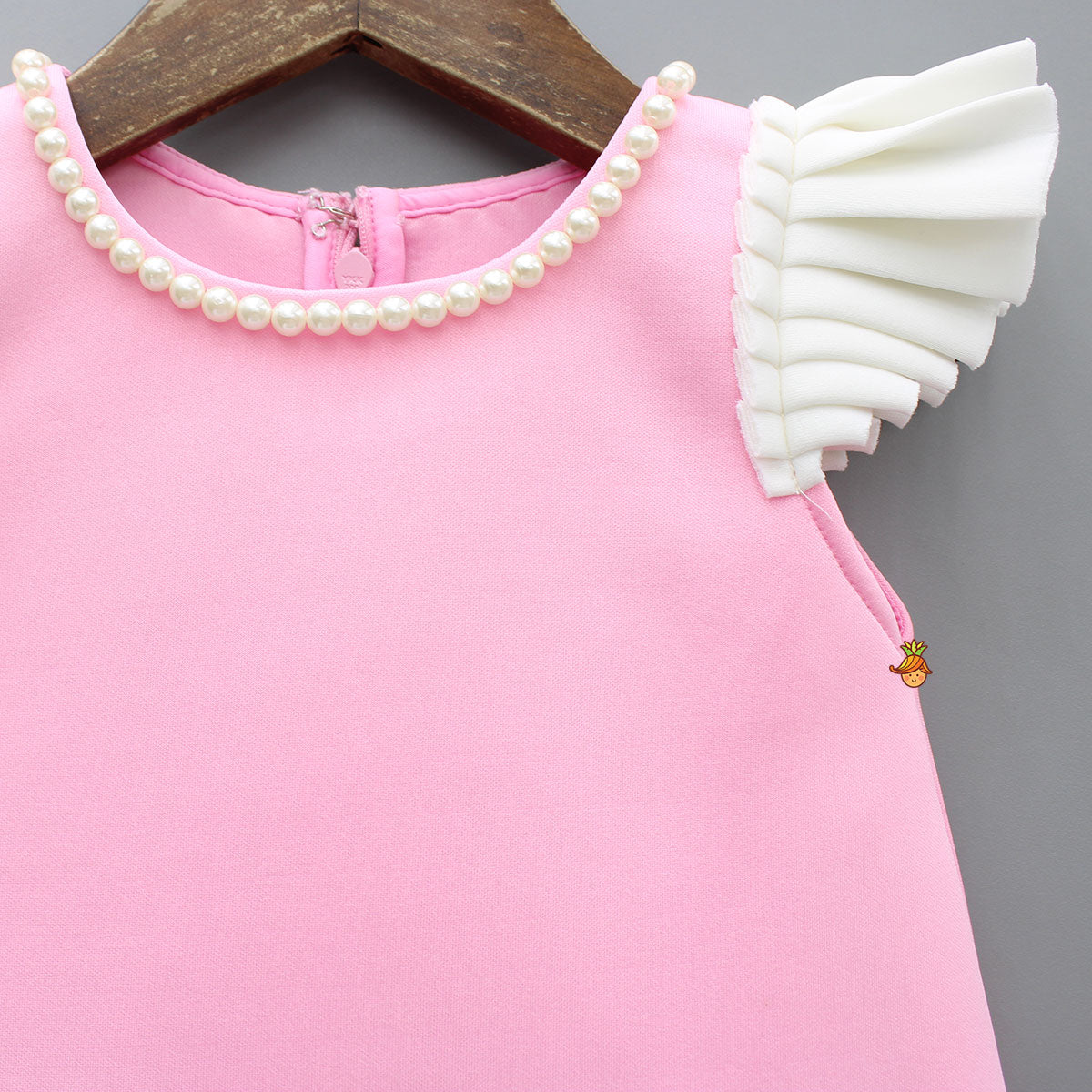 Pre Order: Cute Candy Embroidered Baby Pink Dress With Matching Hair Clip