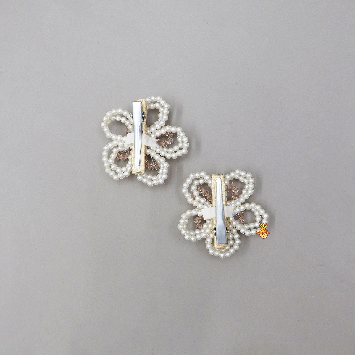 Handmade Pearly Flower Off White Hair Clip - Set Of 2