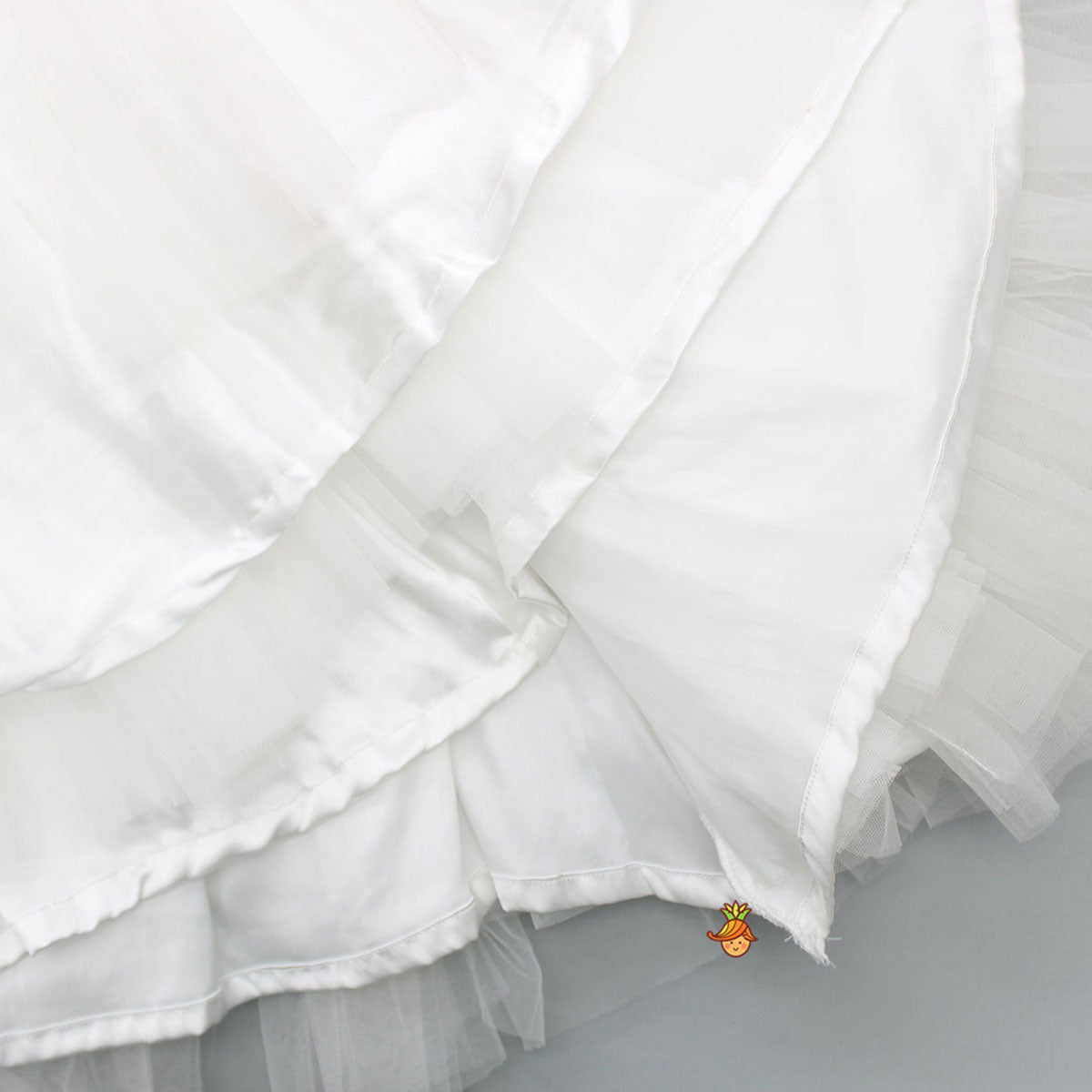 Pre Order: V Neck White Beaded Top And Pearly Tassels Enhanced Tiered Lehenga With Organza Dupatta