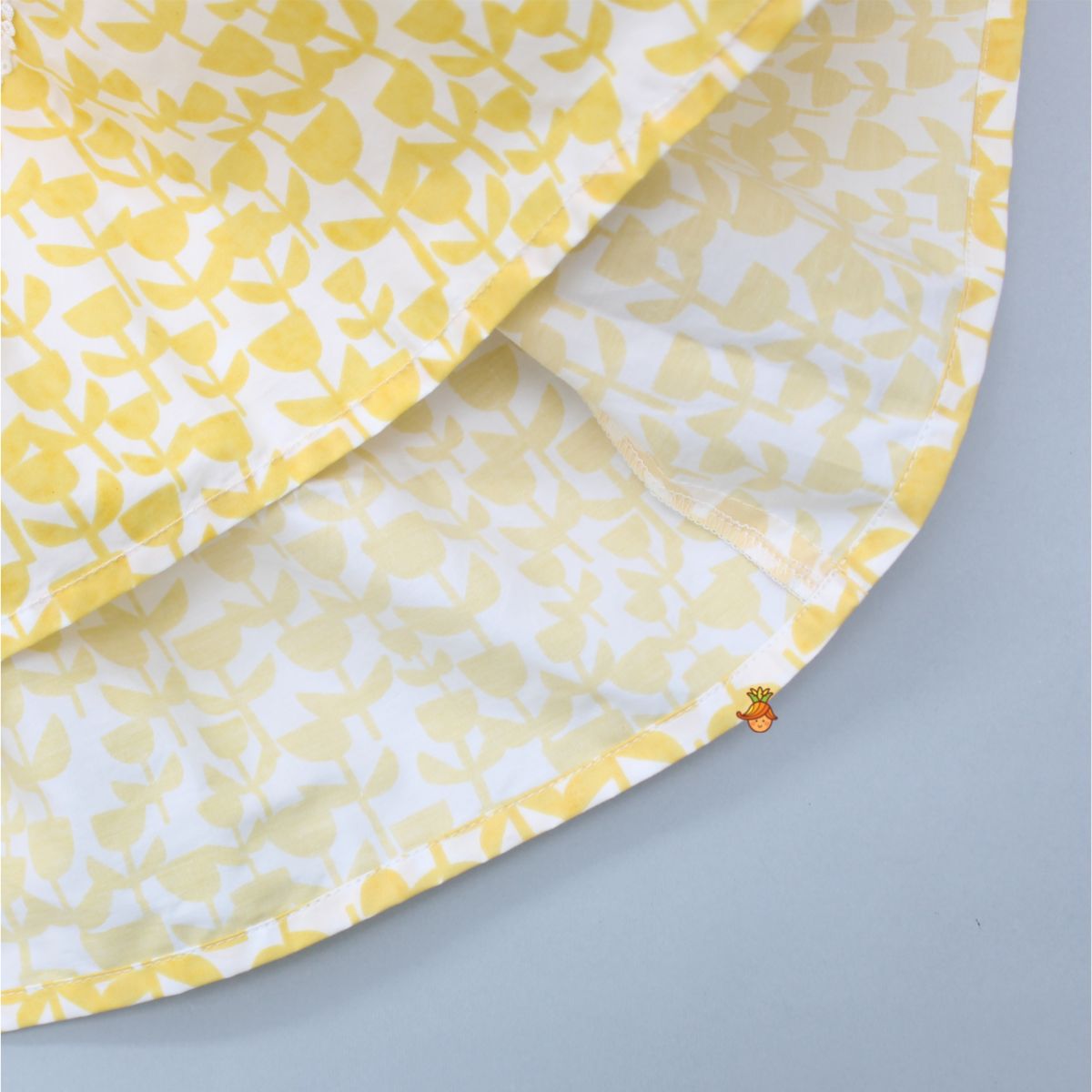 Pre Order: Flat Back Pearls Embellished Yellow And Grey High Neck Dress