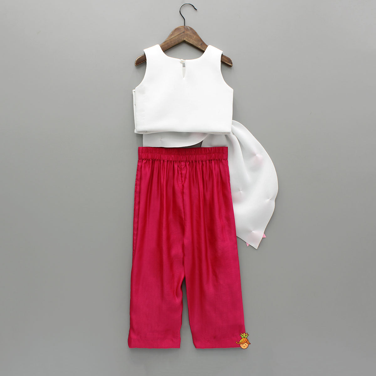 Pre Order: Over Sized Bowie White Scuba Stylish Top And Fuchsia Pink Pant