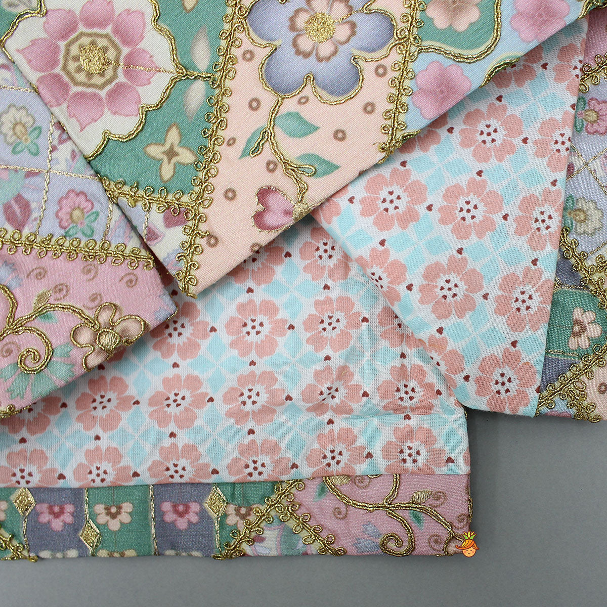 Pre Order: Green Kurta With Cotton Silk Embroidered Jacket And Pyjama